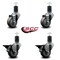 Service Caster 3'' Gray Poly Wheel Swivel 1-5/8'' Expanding Stem Caster Set 2 Brakes, 4PK SCC-EX20S314-PPUB-2-PLB-2-158 - alternate 3